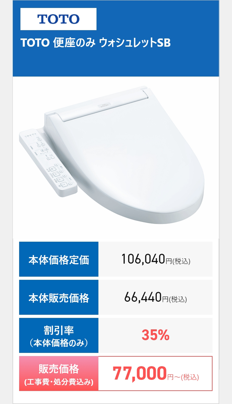 TOTO TOTO 便座のみ ウォシュレットSB